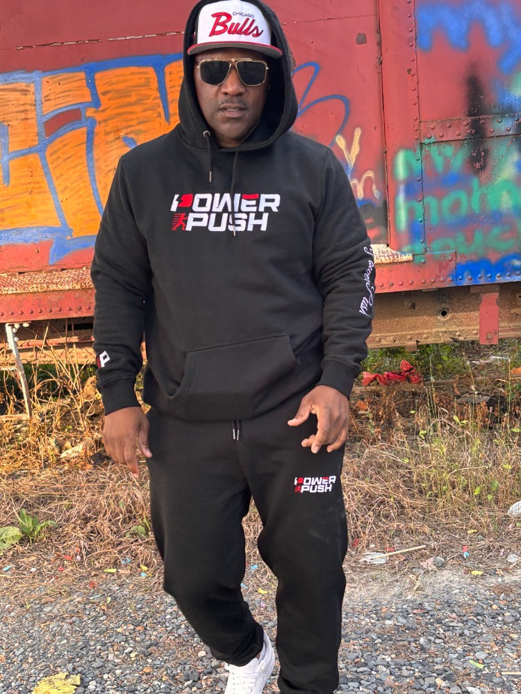 Power Push Premium Organic Cotton Luxury Hoodie (Black)