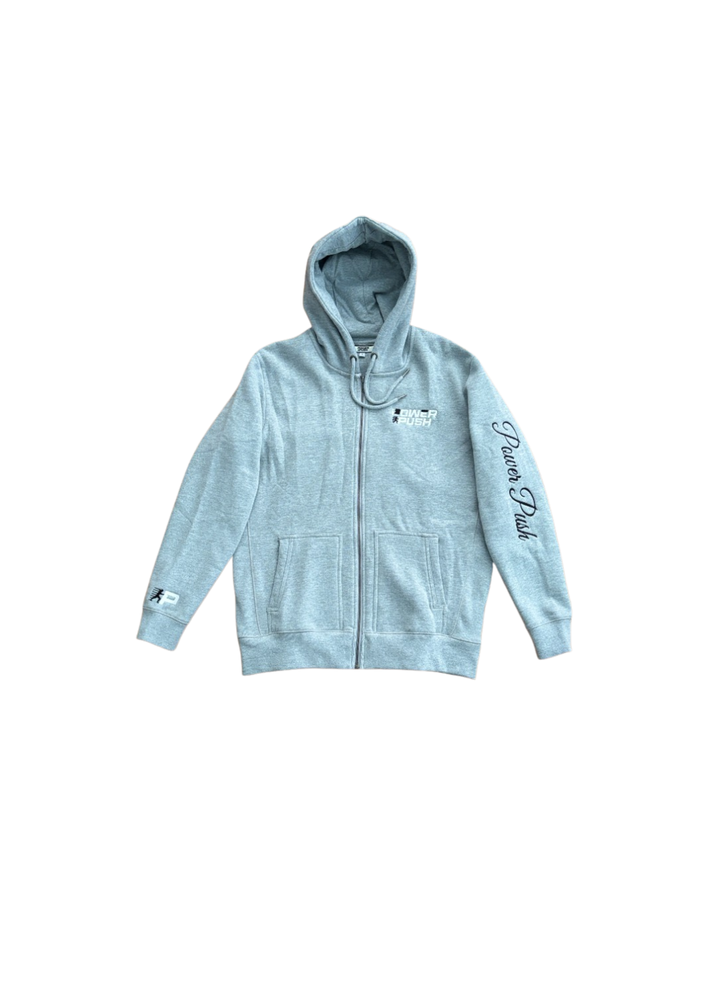 Power Push Premium Heavyweight Organic Cotton Zip Hoodie – Luxury Streetwear Zip-Up (Heather Gray))