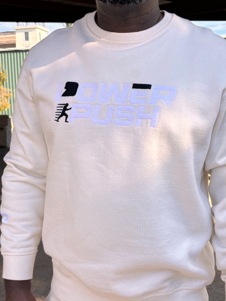 Power Push Premium Heavyweight Organic Cotton Crewneck –Luxury Streetwear Sweatshirt (Cream)