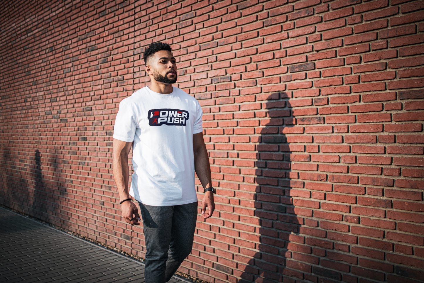 Power Push Bold Logo T-Shirt | Navy/Red